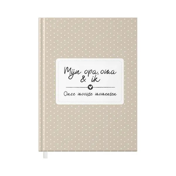 Fyllbooks - Mijn Opa, Oma & Ik Invulboek - Cadeau Voor Opa En Oma - Dagboek - Herinneringsboekje - 80 Pagina's - Hardcover - Beige Hearts thumbnail