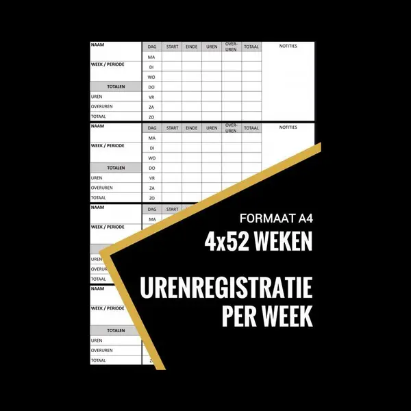 Urenregistratie / Urenstaat Boekje Wekelijks - Voor Personeel, Werknemers, Medewerkers, Zzp, Freelancers (A4) thumbnail