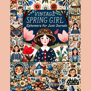 Vintage Spring Girl Ephemera For Junk Journals
