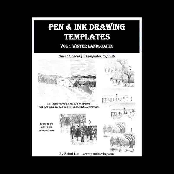 Independently Published Pen And Ink Drawing Templates, Vol. 1 Winter Landscapes thumbnail