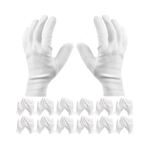 15 Paar Zachte Katoenen Handschoenen Medium Maat, Witte Katoenen Handschoenen - Voor Cosmetica, Sieradenmuntinspectie, Inspectiehandschoenen, thumbnail