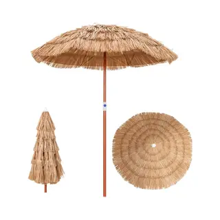 Costway Hawaï Parasol, Parasolvoet Niet Inbegrepen, Kantelbaar Strandscherm, Tuinscherm, In Hoogte Verstelbaar, Uv-bescherming, Stroparasol,