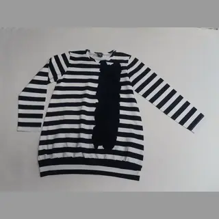 T Shirt Lange Mouw - Meisje - Streepje Wit / Marine - 4 Jaar 104