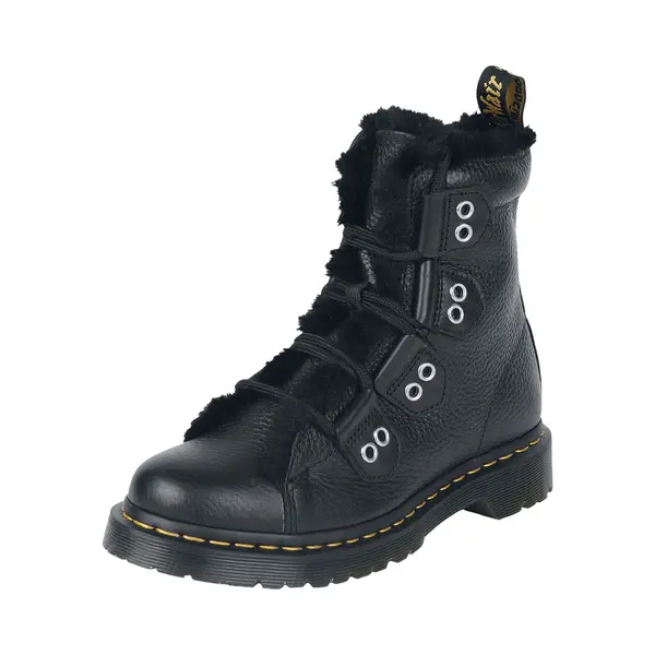 Dr. Martens 1460 Ltt Fl - Black Milled Nappa & Black Wanama & Black Milo Fur (Dh-A012) Boot Black thumbnail
