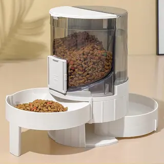 2 In 1 Voerbak Voor Huisdieren - Automatische Voerdispenser - Drinkfontein Voor Huisdieren - Scheidingsladder Voor Droog En Nat Voer - Transparant,