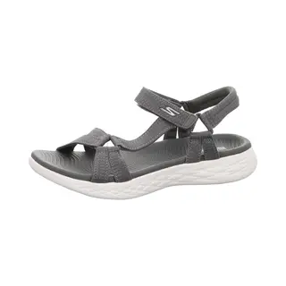 Skechers Womens On-the-go 600 Brilliancy Ankle Strap Sandals, Charcoal Textile Trim, 8 Uk