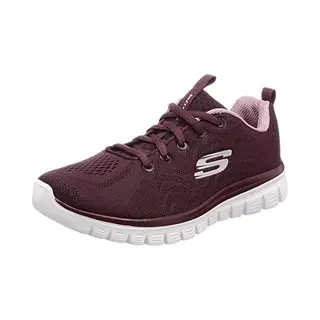 Skechers Women's Graceful Get Connected Sneakers, Wine Mesh/Lavender Trim, 6 Uk
