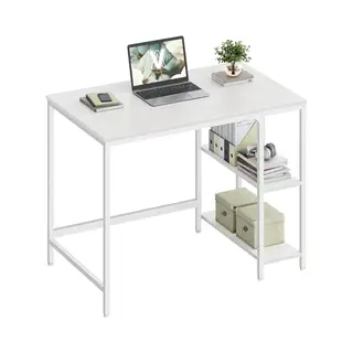 Vasagle Bureau Met Opbergruimte, Computertafel Met 2 Omkeerbare Planken, 100 X 50 X 76 Cm, Werkplek, Voor Thuiskantoor, Woonkamer, Stalen Frame,