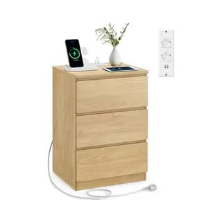 Vasagle Nachttisch Modern Mit 3 Schubladen Strohgelb
