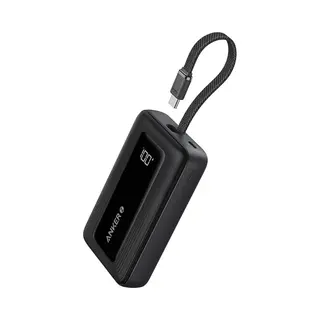 Anker Zolo Powerbank (10.000mAh, 30W, Ingebouwde Usb-C-kabel) - 1x Usb-C & 1x Usb-A Poort Zwart - Snelladen - Compact & Krachtig Ontwerp