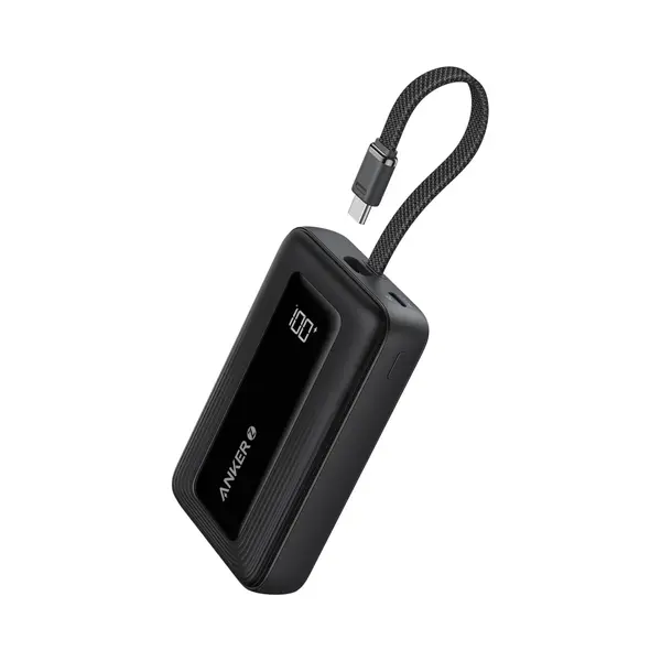 Anker Zolo Powerbank (10.000mAh, 30W, Ingebouwde Usb-C-kabel) - 1x Usb-C & 1x Usb-A Poort Zwart - Snelladen - Compact & Krachtig Ontwerp thumbnail