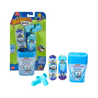 Hot Wheels Action Skate Flavor Container with 2 Exclusive Fingerboards and 1 Pair of Removable Skate Shoes in Storage Case