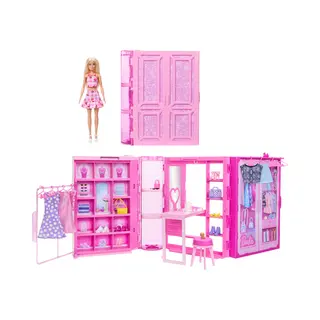 Barbie Dream Closet Toy Playset with Fashion Doll, Clothes, & Accessories, 3-ft-Wide with 25+ Pieces
