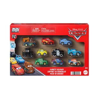 Mattel Disney Pixar Cars Mini-Rennautos im 10er-Pack, Set aus 10 Spielzeugautos aus dem Film (Stile können abweichen)