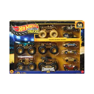 Hot Wheels Monster Trucks Trophy Champions Collection, 5 1:64 Scale Toy Trucks & 6 Die-Cast Cars
