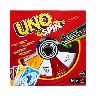 Mattel Games Uno Spin Kartenspiel für Kinder, Erwachsene und Spieleabende mit der Familie, klassisches Spiel mit Drehscheibe