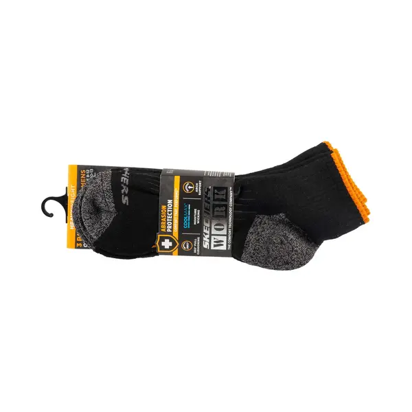 Skechers 3pk Mens Work Qtr Socks S115423-Blk, Men Socks, Black, 41-46 Eu thumbnail