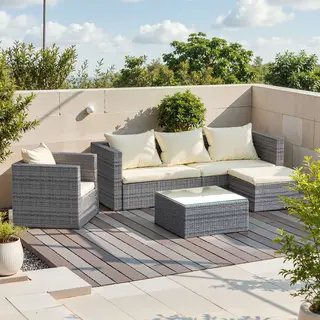 RattanTree Garden Furniture Set 5PCS Rattan Modular Corner Sofa Set (2026 New Version) Grey