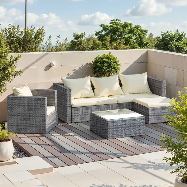 RattanTree Garden Furniture Set 5PCS Rattan Modular Corner Sofa Set (2026 New Version) Grey thumbnail