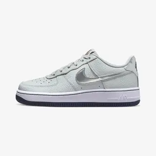 Nike Air Force 1 Gs Pure Platinum Barely Grape Kinder-Sneaker Weiß Midnight-Navy Metallic-Silber CT3839-004 37.5