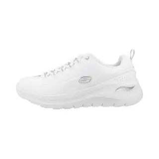 Skechers Women's Arch Fit 2.0 Star Bound Sneaker, White Leather/Silver Trim, 3 Uk