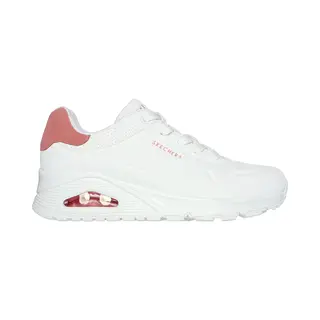 Skechers Women's Uno Pop Back, White Durabuck/Coral Suede Trim, 6 Uk