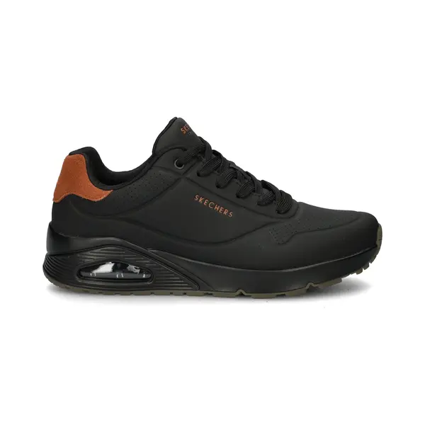 Skechers Men's Uno Suited On Air Sneaker, Black Durabuck/Chestnut Suede/Mesh Trim, 12 Uk thumbnail