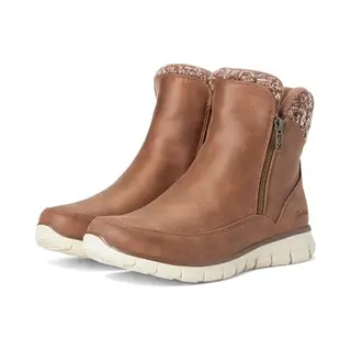 Skechers Women's Synergy Lovely Collab Boots, Brown Microleather/Knit, 5 Uk