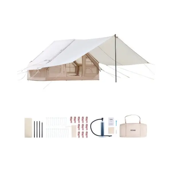 Vevor Opblaasbare Tent 3-5 Persoons Glamping Tent Met Pomp Luifel 3x2x2m thumbnail
