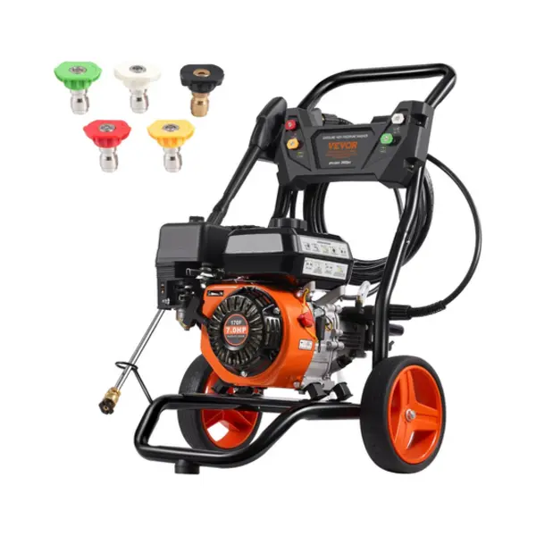 Vevor Benzine Hogedrukreiniger 3400psi 2.6gpm Met 5 Spuitmondenset Voor Auto's Verticaal thumbnail