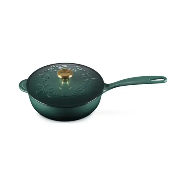 Le Creuset Stechpalmen-Untertasse Aus Emailliertem Gusseisen, 2, 25 Qt, Artichaut Mit Goldfarbenem Knauf thumbnail