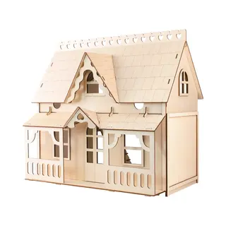 Kitcreatives De Bouwplaats Poppenhuis Veranda - Houten Bouwpakket - 47 Onderdelen