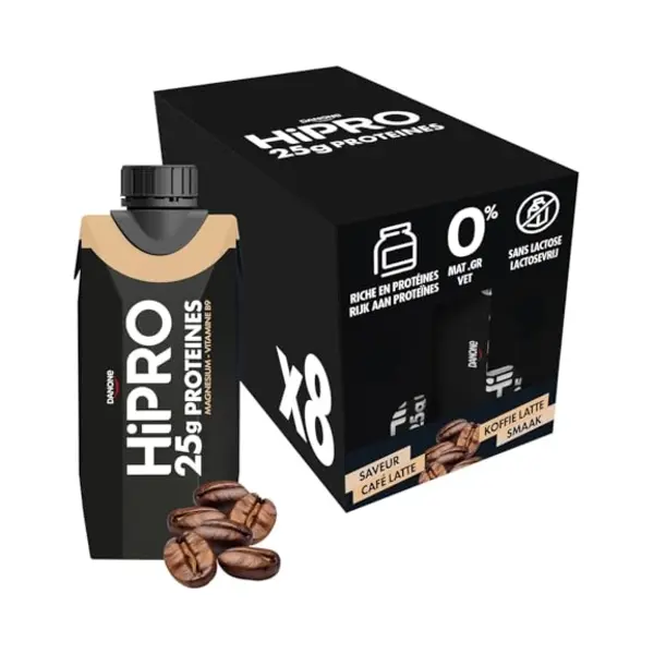 Danone HiPRO Eiwitshake – Koffie / Café Latte – 25g Proteïne – 8 X 330ml – Lactosevrij thumbnail