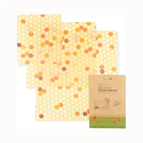 Beewise Biologische Bijenwas Doeken | 20% Off Sale | 3 Pack Combinatie S/M/L | Herbruikbaar | Plastic Vrij | Duurzaam Cadeau | Plastic-Free Alternative To thumbnail