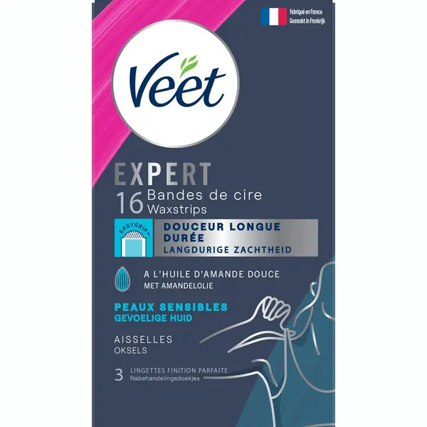 Veet Expert – 16 Kaltwachsstreifen Für Achseln – Empfindliche Haut – Perfekte Verarbeitung – Langanhaltende Haarentfernung thumbnail