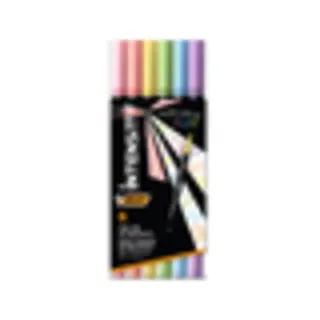 Bic Intensity Dual tip markeerstift 6 stuk(s) Borstelpunt Lichtblauw, Lichtgroen, Lichtroze, Perzik, Violet, Geel