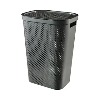 Curver Wäschebehälter Wäschekorb Wäschesammler Infinity 59L Dunkelgrau Korb