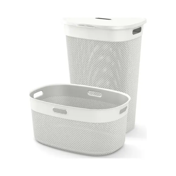 Curver Filo Wasmand Met Deksel 55L + Wasmand 45L - Wit thumbnail
