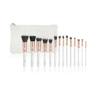 Boozyshop ® Rose Gold BoozyBrush 14 Pc Starter Set - Make Up Kwasten Set - Wit / Rose Goud - 14-delig - Professionele Make-up Kwastenset - Met Etui