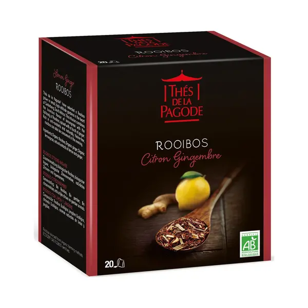 Thés de la Pagode Thes De La Pagode - Thee Rooibos Citroen En Gember - Theezakjes - Biologisch - 20 Theezakjes thumbnail