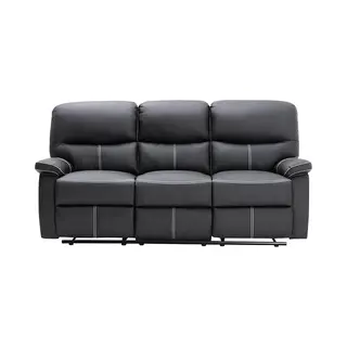 Vente-unique Relaxsofa 3-Sitzer - Kunstleder - Schwarz - Canby