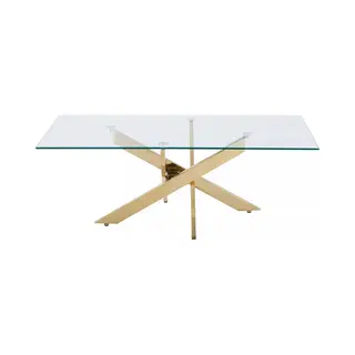 Vente-unique Couchtisch - Sicherheitsglas & Goldfarbenes Metall - Transparent - Cosima