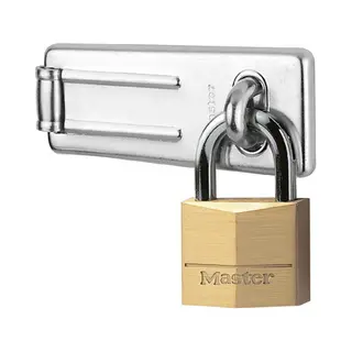 Master Lock Set of no. 703 straight bar hasp + no. 140 brass padlock