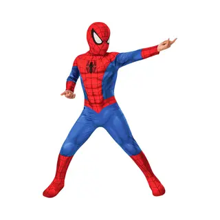 Rubie'S Marvel Official Klassiek Spider-Man-kostuum Voor Kinderen, 9-10 Jaar, Maten Van 3 Tot 10 Jaar, Compleet Kostuum + Schoenenafdekking + Masker