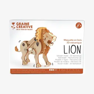 Graine Creative Mechanisch Houten Leeuw 3D Model Bouwset Speelgoed.