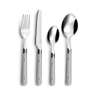 Amefa Besteck Saxo, Tafelbesteck Für 4 Personen, Edelstahl Kunststoff 18/0, Grau, 16-teilig