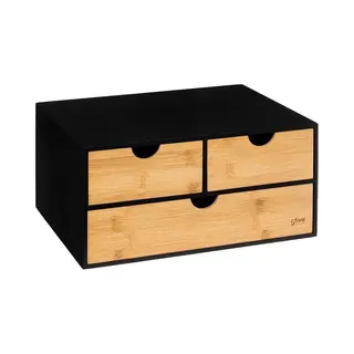 5 five simply smart 5five - Aufbewahrungs-turm Büro 3 Schubladen Bambus "bava" Schwarz