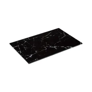 5Five Snijplank/serveerplank Van Glas - Rechthoek - Zwart Met Marmer Print - 30 X 20 Cm