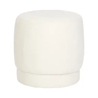 Atmosphera Poef Om Te Zitten Perfect Seat - Stof/hout - Wit - 40x40 Cm - Bijzet Stoeltjes