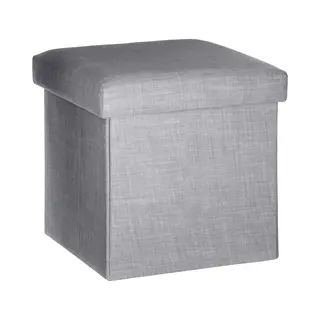 Atmosphera Poef/hocker/voetenbankje - Opbergbox - Lichtgrijs - Po/Mdf - 38 X 38 X 38 Cm - Opvouwbaar